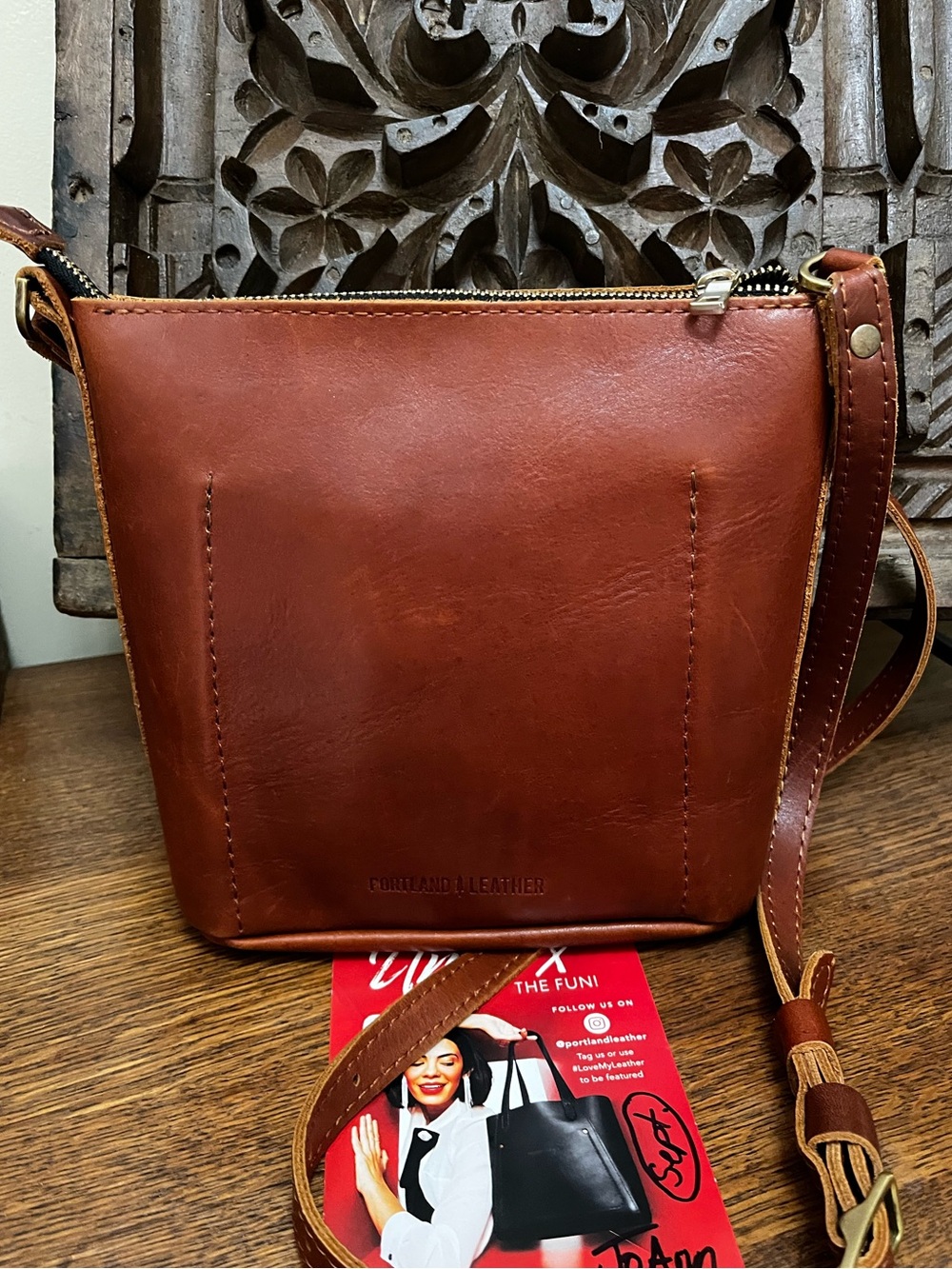 Portland Leather Chestnut Brown Cypress Crossbody Bag - Picture 2 of 5
